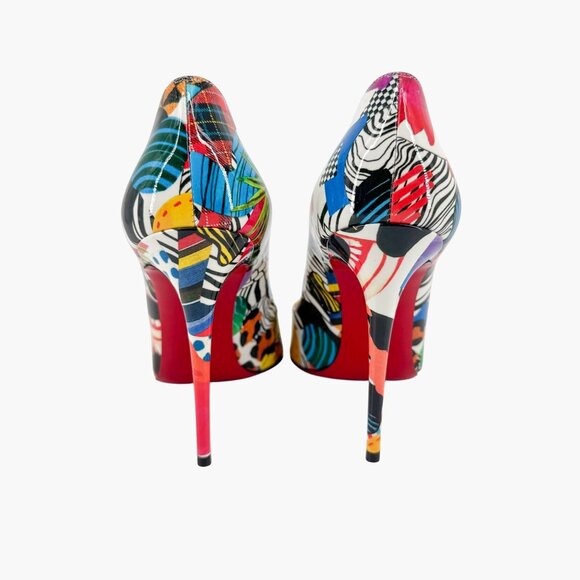 Christian Louboutin Hot Chick 100 Printed Patent Sapeur Pumps Heels Size 37 US 7 - Picture 8 of 14